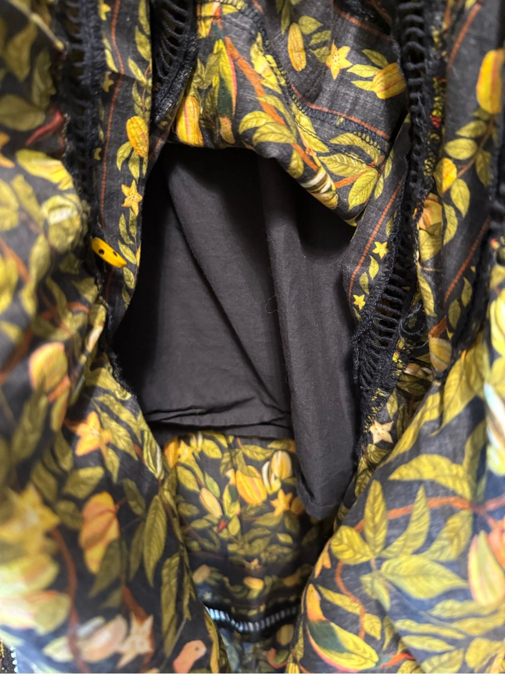 Farm Rio Star Fruits Maxi Dress Yellow Black Cotton Puff Sleeve Size S - Picture 7 of 9